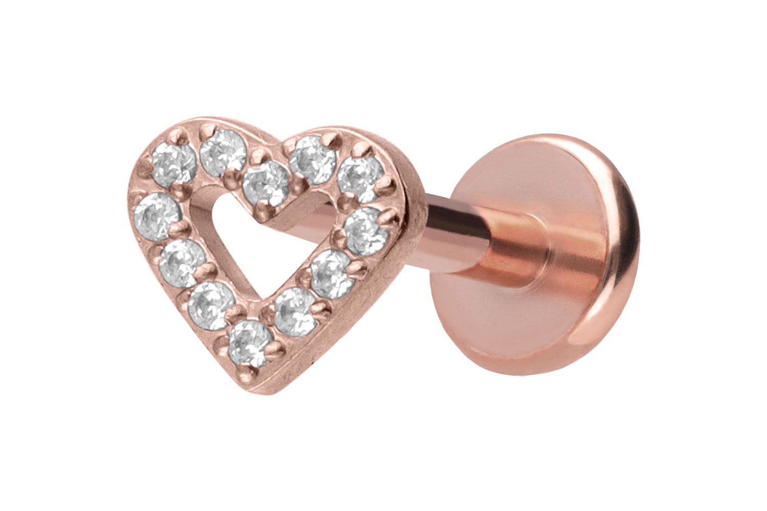 Titan Labret Piercing mit Push Fit KRISTALLHERZ